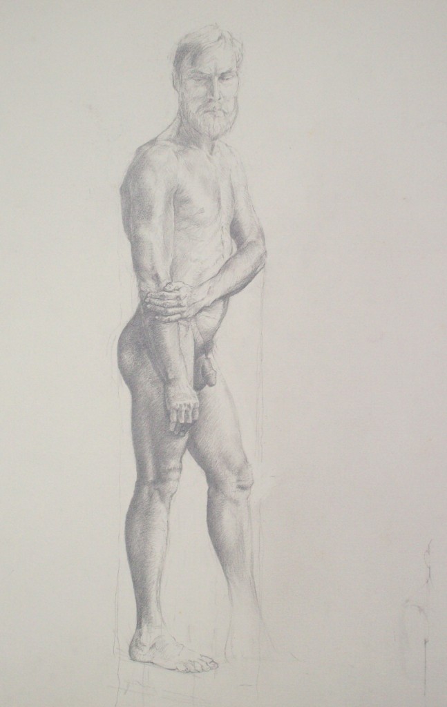 drawing of male nude by alan dedman