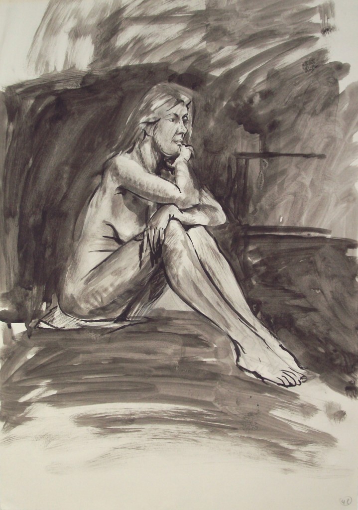 pen and ink study of the nude by alan dedman