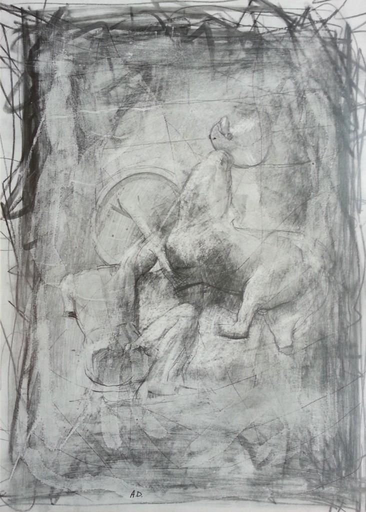 drawing of lapith & centaur by alan dedman