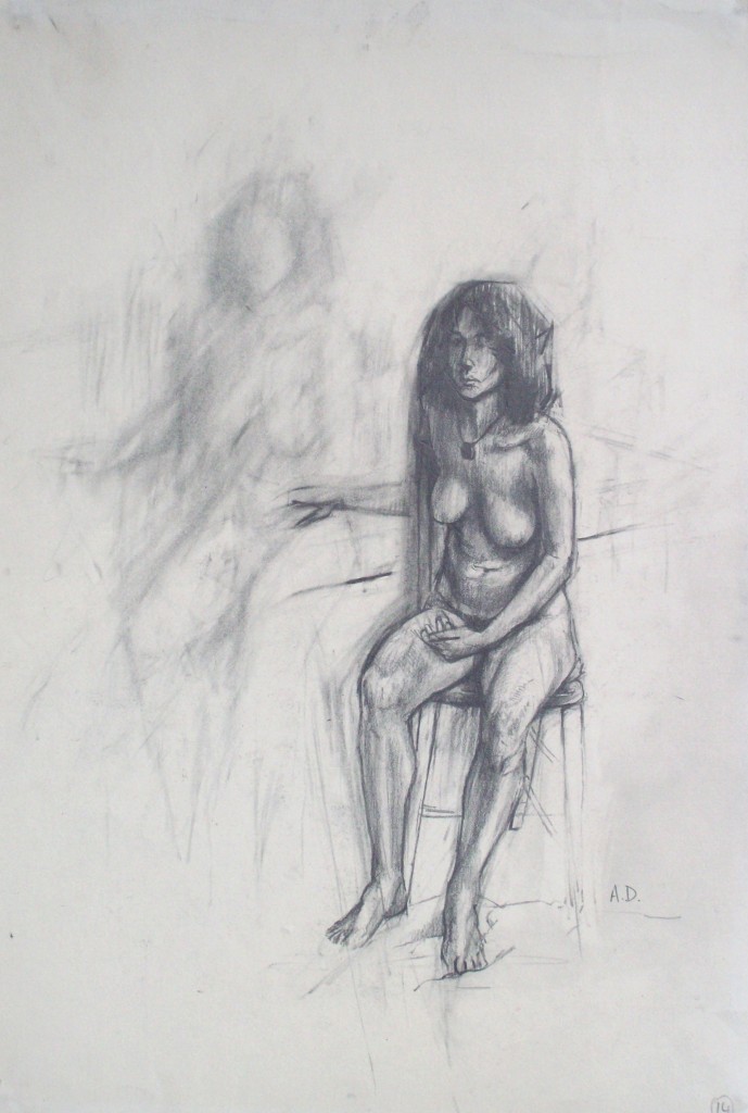 pencil drawing of female nude by alan dedman