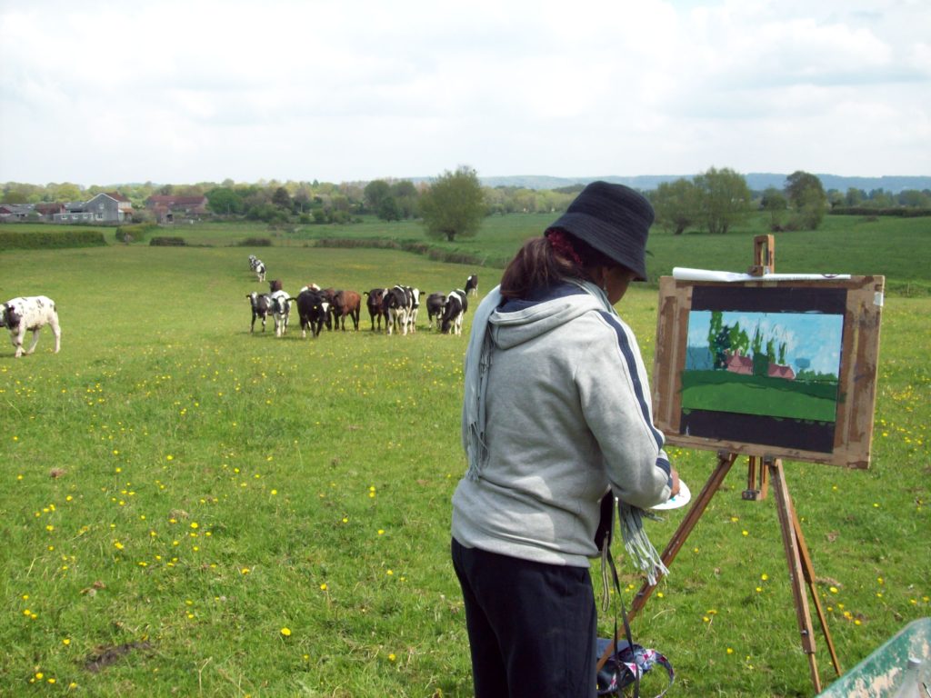 pic of nigerian female student landscape painting