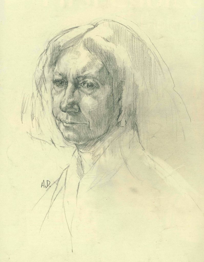 the royal academy schools by alan dedman drawing of woman called beryl