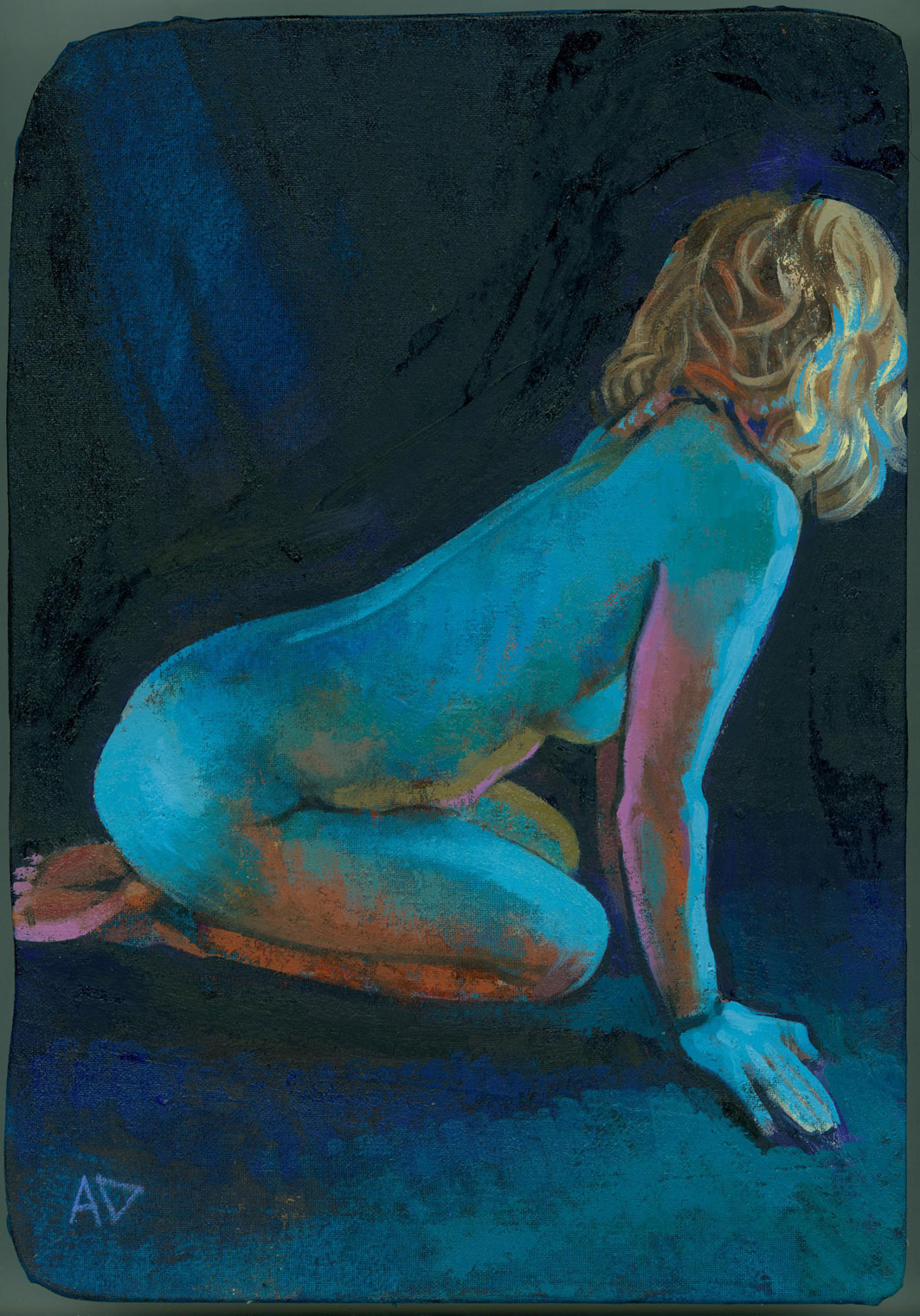 Blue kneeling nude copy
