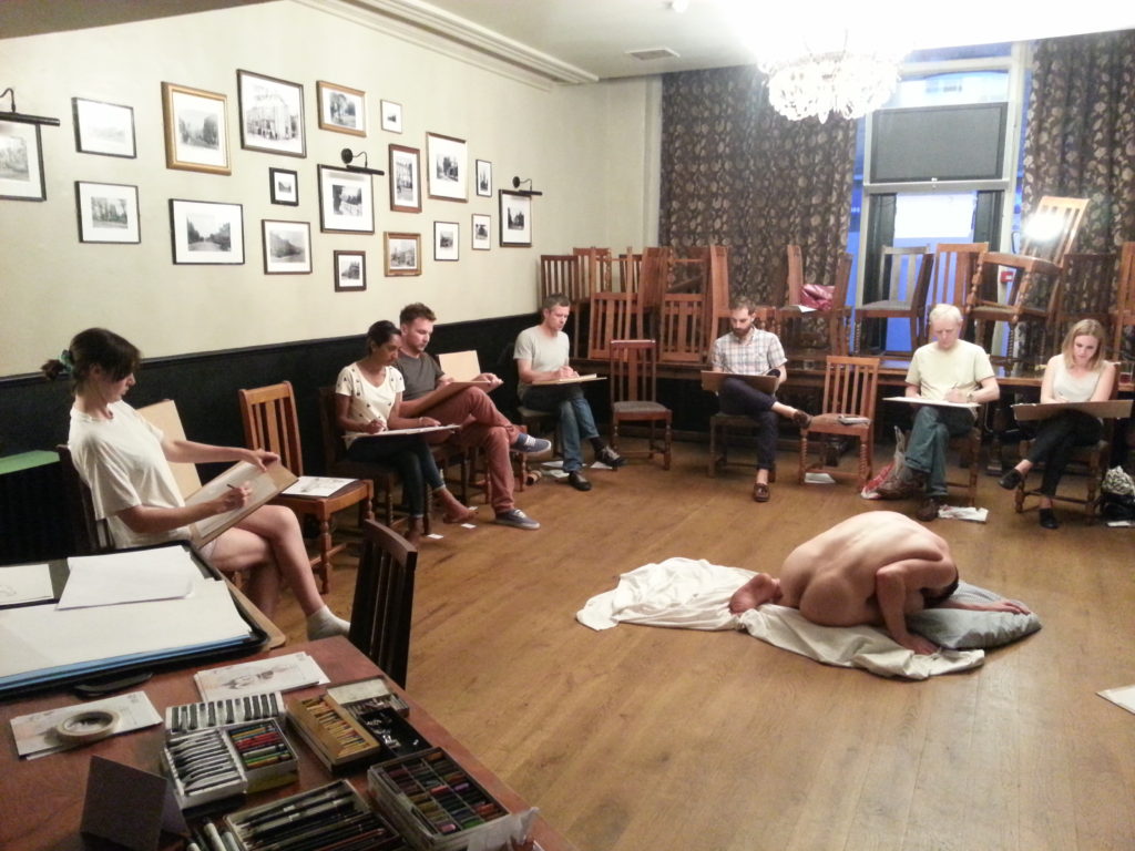 Alan Dedman runs a life drawing class at the Old Dairy Pub in North London