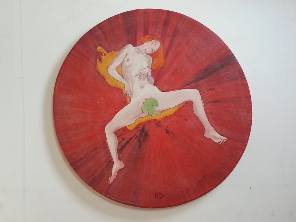 Nachlass circular spin erotic painting based on Klimt by Alan Dedman