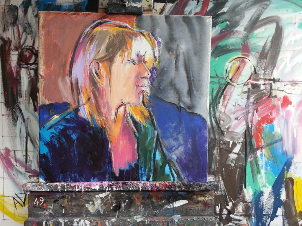 Conventional portrait work in progress by alan dedman painting
