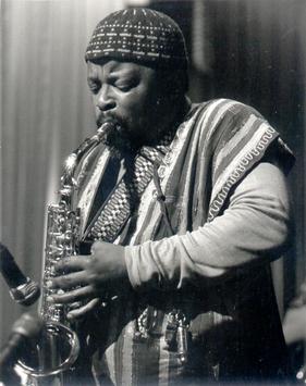 Du-du Pukwana playing saxophone African Art in Glasgow Alan Dedman