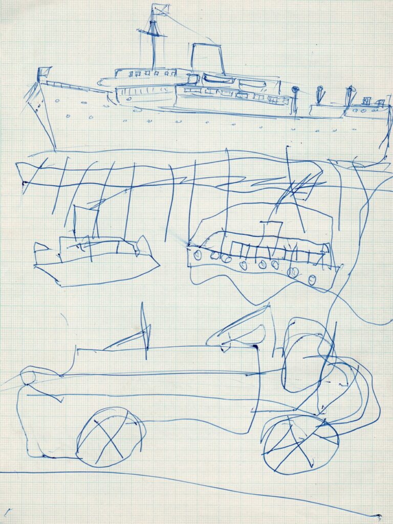 Page from Basil's Brighton Technical College exercise book showing drawing lesson for Alan