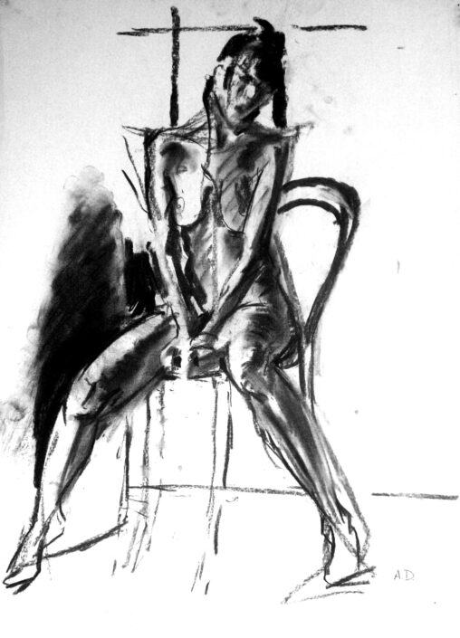 life drawing day at Badinghamcharcoal drawing of female nude by alan dedman