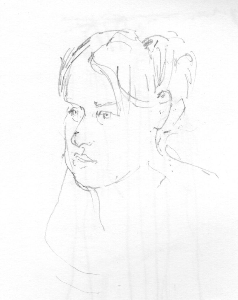 Line drawing, Anna in the morning by Alan Dedman a simple line
